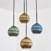 Koyoto Hanglamp, Kogellampje, Cluster hanglamp Blauw, Goud, Groen, 4-lichts