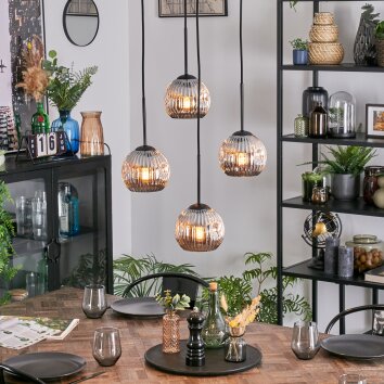 Ripoll Hanglamp, Kogellampje, Cluster hanglamp Chroom, Rookkleurig, 4-lichts