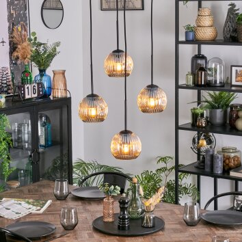 Ripoll Hanglamp, Kogellampje, Cluster hanglamp Amber, 4-lichts
