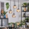 Ripoll Hanglamp, Kogellampje, Cluster hanglamp Chroom, Duidelijk, Rookkleurig, 4-lichts