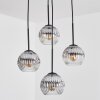 Ripoll Hanglamp, Kogellampje, Cluster hanglamp Chroom, Duidelijk, Rookkleurig, 4-lichts