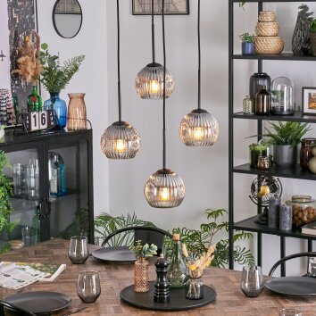 Ripoll Hanglamp, Kogellampje, Cluster hanglamp Duidelijk, Rookkleurig, 4-lichts