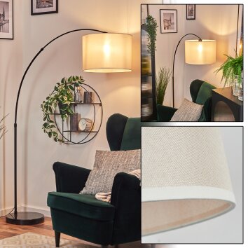 Bassagoda Staande lamp, Booglampen Zwart, 1-licht, Stoffen kap