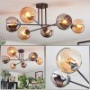 Koyoto Plafondlamp, Kogellampje 78 cm Amber, Chroom, Rookkleurig, 6-lichts