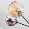 Koyoto Plafondlamp, Kogellampje 78 cm Amber, Chroom, Rookkleurig, 6-lichts