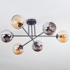 Koyoto Plafondlamp, Kogellampje 78 cm Amber, Chroom, Rookkleurig, 6-lichts