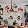 Gastor Hanglamp, Kogellampje, Hanglamp Amber, Chroom, Duidelijk, Koperkleurig, Rookkleurig, 8-lichts