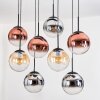 Gastor Hanglamp, Kogellampje, Hanglamp Amber, Chroom, Duidelijk, Koperkleurig, Rookkleurig, 8-lichts
