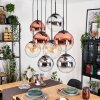 Gastor Hanglamp, Kogellampje, Hanglamp Amber, Chroom, Duidelijk, Koperkleurig, Rookkleurig, 8-lichts