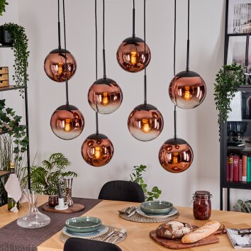 Gastor Hanglamp, Kogellampje, Hanglamp Duidelijk, Koperkleurig, 8-lichts