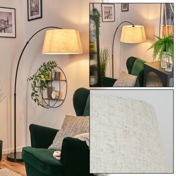 Bassagoda Staande lamp, Booglampen Zwart, 1-licht, Stoffen kap