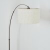 Bassagoda Staande lamp, Booglampen Nikkel mat, Zwart, 1-licht, Stoffen kap