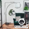 Soungou Staande lamp, Booglampen Chroom, Zwart, 1-licht, Stoffen lampenkap