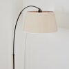 Bassagoda Staande lamp, Booglampen Chroom, Zwart, 1-licht, Stoffen lampenkap