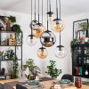 Gastor Hanglamp, Kogellampje, Hanglamp Amber, Chroom, Duidelijk, Rookkleurig, 8-lichts