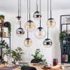 Gastor Hanglamp, Kogellampje, Hanglamp Amber, Chroom, Duidelijk, Rookkleurig, 8-lichts
