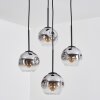 Ripoll Hanglamp, Kogellampje, Cluster hanglamp Chroom, Duidelijk, Rookkleurig, 4-lichts