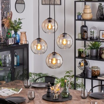 Koyoto Hanglamp, Kogellampje, Cluster hanglamp Amber, Duidelijk, 4-lichts