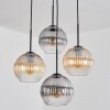 Koyoto Hanglamp, Kogellampje, Cluster hanglamp Amber, Duidelijk, Rookkleurig, 4-lichts