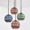 Koyoto Hanglamp, Kogellampje, Cluster hanglamp Blauw, Groen, Koperkleurig, 4-lichts
