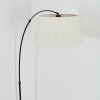 Bassagoda Staande lamp, Booglampen Chroom, Zwart, 1-licht, Stoffen lampenkap