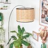 Ramila Staande lamp, Booglampen Chroom, Zwart, 1-licht, Stoffen lampenkap