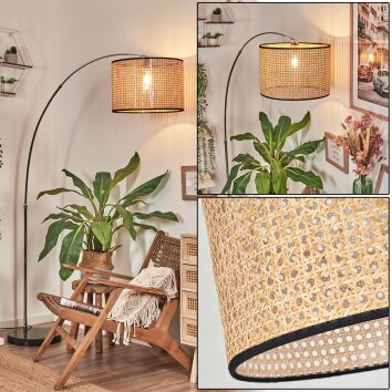 Ramila Staande lamp, Booglampen Chroom, Zwart, 1-licht, Stoffen lampenkap
