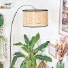 Ramila Staande lamp, Booglampen Chroom, Zwart, 1-licht, Stoffen lampenkap