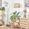 Ramila Staande lamp, Booglampen Chroom, Zwart, 1-licht, Stoffen kap