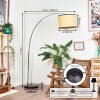 Chellas Staande lamp, Booglampen Chroom, Zwart, 1-licht, Stoffen kap