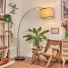 Chellas Staande lamp, Booglampen Chroom, Zwart, 1-licht, Stoffen kap