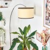 Chellas Staande lamp, Booglampen Chroom, Zwart, 1-licht, Stoffen kap