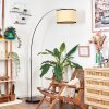 Chellas Staande lamp, Booglampen Chroom, Zwart, 1-licht, Stoffen kap
