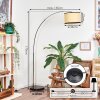 Chellas Staande lamp, Booglampen Chroom, Zwart, 1-licht, Stoffen kap