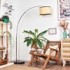 Chellas Staande lamp, Booglampen Chroom, Zwart, 1-licht, Stoffen kap