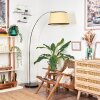 Chellas Staande lamp, Booglampen Chroom, Zwart, 1-licht, Stoffen kap