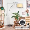 Chellas Staande lamp, Booglampen Chroom, Zwart, 1-licht, Stoffen kap