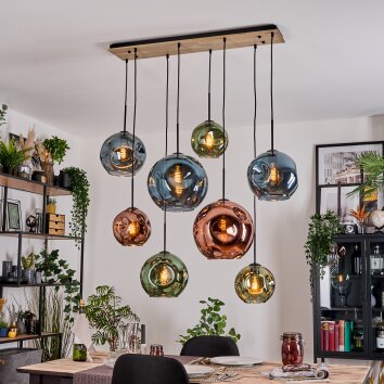 Ripoll Hanglamp, Kogellampje, Hanglamp Natuurlijke kleuren, Zwart, 8-lichts