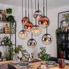 Gastor Hanglamp, Kogellampje, Hanglamp Amber, Chroom, Duidelijk, Koperkleurig, Rookkleurig, 8-lichts