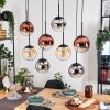 Gastor Hanglamp, Kogellampje, Hanglamp Amber, Chroom, Duidelijk, Koperkleurig, Rookkleurig, 8-lichts