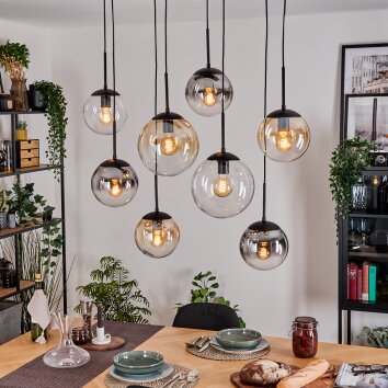 Gastor Hanglamp, Kogellampje, Hanglamp Amber, Duidelijk, Rookkleurig, 8-lichts