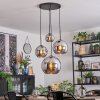 Koyoto Hanglamp, Kogellampje, Cluster hanglamp Chroom, Rookkleurig, 4-lichts