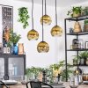 Ripoll Hanglamp, Kogellampje, Cluster hanglamp Goud, Duidelijk, 4-lichts