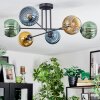Koyoto Plafondlamp, Kogellampje 78 cm Blauw, Goud, Groen, 6-lichts