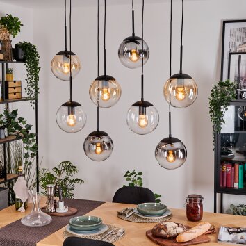 Gastor Hanglamp, Kogellampje, Hanglamp Amber, Duidelijk, Rookkleurig, 8-lichts