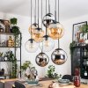 Gastor Hanglamp, Kogellampje, Hanglamp Amber, Chroom, Duidelijk, Rookkleurig, 8-lichts