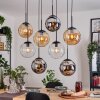 Gastor Hanglamp, Kogellampje, Hanglamp Amber, Chroom, Duidelijk, Rookkleurig, 8-lichts