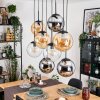 Gastor Hanglamp, Kogellampje, Hanglamp Amber, Chroom, Duidelijk, Rookkleurig, 8-lichts