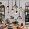 Gastor Hanglamp, Kogellampje, Hanglamp Amber, Chroom, Duidelijk, Rookkleurig, 8-lichts