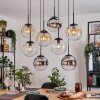 Gastor Hanglamp, Kogellampje, Hanglamp Amber, Chroom, Duidelijk, Rookkleurig, 8-lichts